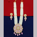 Marudhar Creations Gold Plated Matte Finish Pearl And Kundan Long Necklace Set