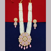 Marudhar Creations Gold Plated Matte Finish Pearl And Kundan Long Necklace Set