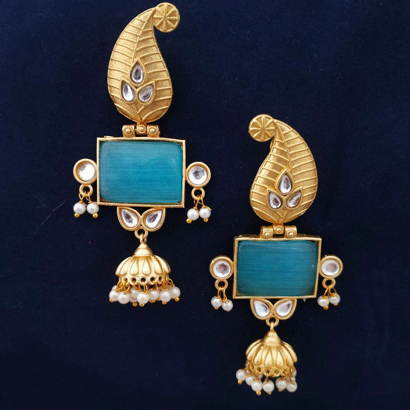 Marudhar Creations Gold Plated Matte Finish Kundan Dangler Earrings