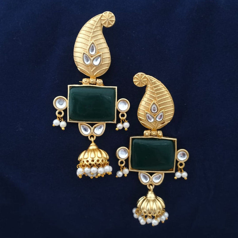 Marudhar Creations Gold Plated Matte Finish Kundan Dangler Earrings