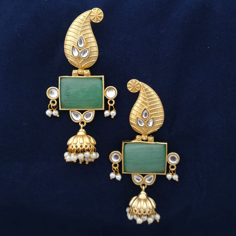 Marudhar Creations Gold Plated Matte Finish Kundan Dangler Earrings