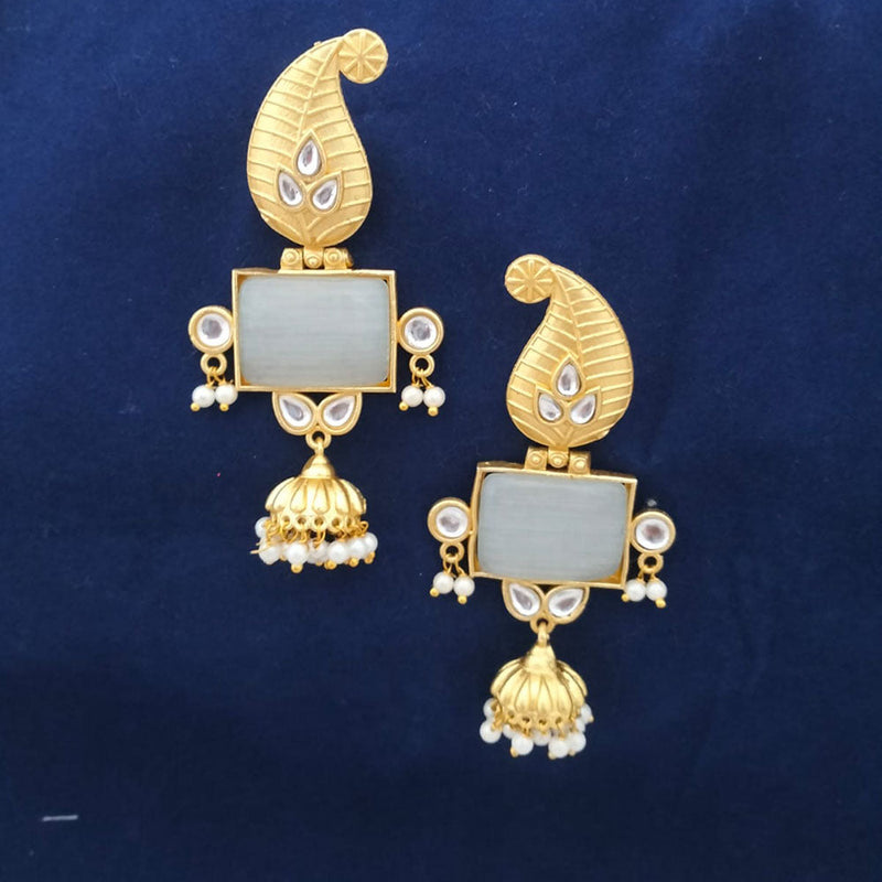 Marudhar Creations Gold Plated Matte Finish Kundan Dangler Earrings