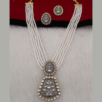 Marudhar Creations Gold Plated Matte Finish Pearl And Kundan Long Necklace Set