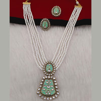 Marudhar Creations Gold Plated Matte Finish Pearl And Kundan Long Necklace Set