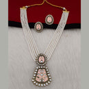 Marudhar Creations Gold Plated Matte Finish Pearl And Kundan Long Necklace Set