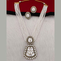 Marudhar Creations Gold Plated Matte Finish Pearl And Kundan Long Necklace Set