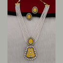 Marudhar Creations Gold Plated Matte Finish Pearl And Kundan Long Necklace Set