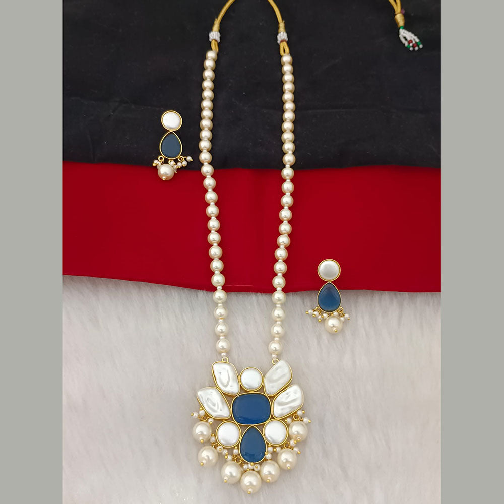 Marudhar Creation Gold Plated Mother Of Pearls Long Necklace Set