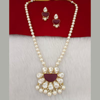 Marudhar Creation Gold Plated Mother Of Pearls Long Necklace Set