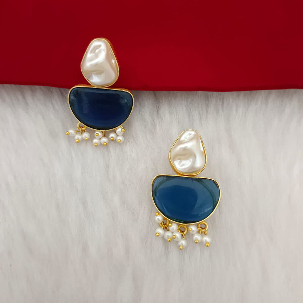 Marudhar Creations Gold Plated Matte Finish Kundan Dangler Earrings