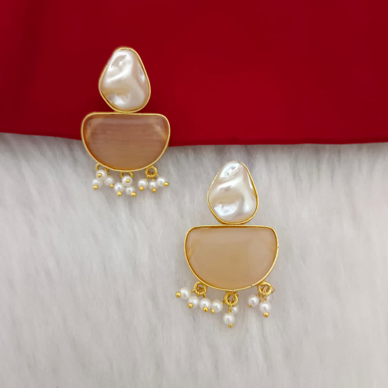 Marudhar Creations Gold Plated Matte Finish Kundan Dangler Earrings