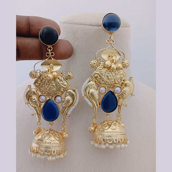 Marudhar Creations Gold Plated Kundan Stone And Pearls Jhumki Earrings