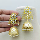 Marudhar Creations Gold Matte Finish Kundan Stone Jhumki Earrings