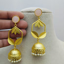 Marudhar Creations Gold Matte Finish Pota Stone Jhumki Earrings