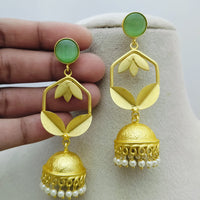 Marudhar Creations Gold Matte Finish Pota Stone Jhumki Earrings