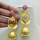 Marudhar Creations Gold Matte Finish Pota Stone Jhumki Earrings