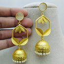 Marudhar Creations Gold Matte Finish Pota Stone Jhumki Earrings