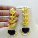 Marudhar Creations Gold Matte Finish Pota Stone Dangler Earrings
