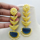 Marudhar Creations Gold Matte Finish Pota Stone Dangler Earrings