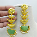 Marudhar Creations Gold Matte Finish Pota Stone Dangler Earrings