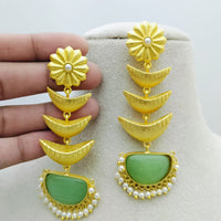 Marudhar Creations Gold Matte Finish Pota Stone Dangler Earrings