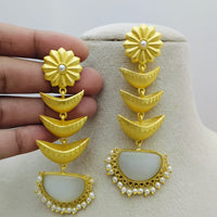 Marudhar Creations Gold Matte Finish Pota Stone Dangler Earrings