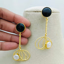 Marudhar Creations Gold Matte Finish Pota Stone Dangler Earrings