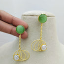 Marudhar Creations Gold Matte Finish Pota Stone Dangler Earrings