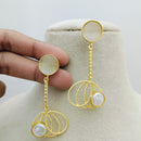 Marudhar Creations Gold Matte Finish Pota Stone Dangler Earrings