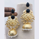 Marudhar Creations Matte Finish Pota Stone And Ghungroo Jhumki Earrings