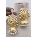 Marudhar Creations Matte Finish Pota Stone And Ghungroo Jhumki Earrings