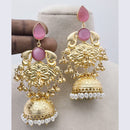 Marudhar Creations Matte Finish Pota Stone And Ghungroo Jhumki Earrings