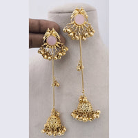 Marudhar Creations Matte Finish Pota Stone And Ghungroo Jhumki Earrings