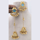 Marudhar Creations Matte Finish Pota Stone And Ghungroo Jhumki Earrings