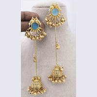 Marudhar Creations Matte Finish Pota Stone And Ghungroo Jhumki Earrings
