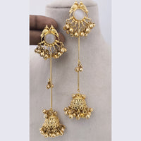 Marudhar Creations Matte Finish Pota Stone And Ghungroo Jhumki Earrings