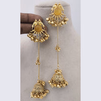 Marudhar Creations Matte Finish Pota Stone And Ghungroo Jhumki Earrings