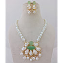 Marudhar Creations Heritage Matte Finish Pota Stone And Mother Of Pearls Necklace Set