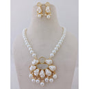 Marudhar Creations Heritage Matte Finish Pota Stone And Mother Of Pearls Necklace Set