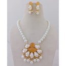 Marudhar Creations Heritage Matte Finish Pota Stone And Mother Of Pearls Necklace Set