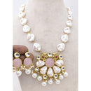 Marudhar Creations Heritage Matte Finish Pota Stone And Mother Of Pearls Necklace Set