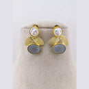 Marudhar Creations Mother of Pearl Pota Stone Dangler Earrings