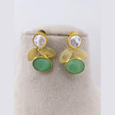 Marudhar Creations Mother of Pearl Pota Stone Dangler Earrings