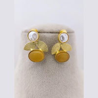 Marudhar Creations Mother of Pearl Pota Stone Dangler Earrings