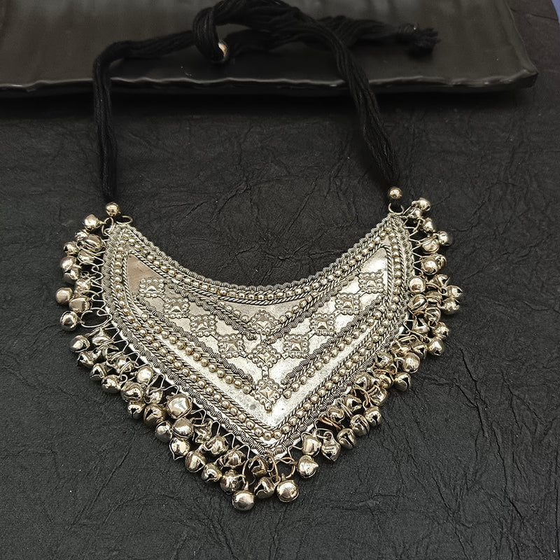 Deep Jewell Oxidised Plated Ghungroo Beaded Necklace