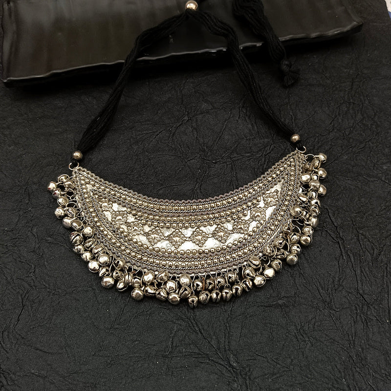 Deep Jewell Oxidised Plated Ghungroo Beaded Necklace