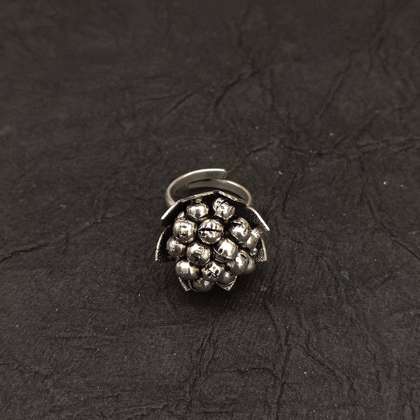 Deep Jewell Oxidised Plated Grapes Adjustable Ring