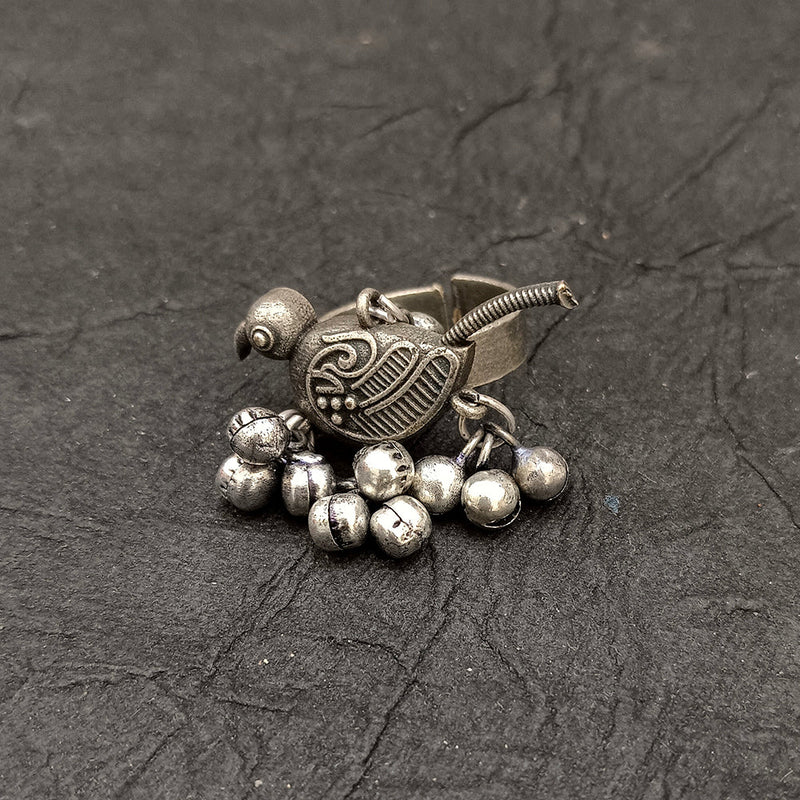 Deep Jewell Oxidised Plated Sparrow Adjustable Ring