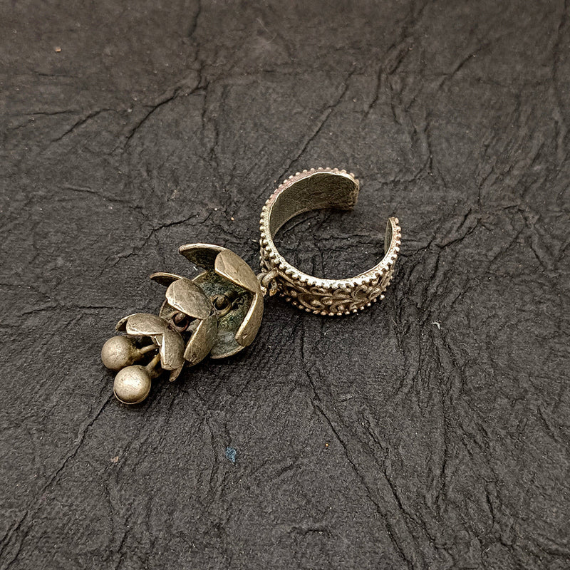 Deep Jewell Oxidised Plated  Adjustable Ring