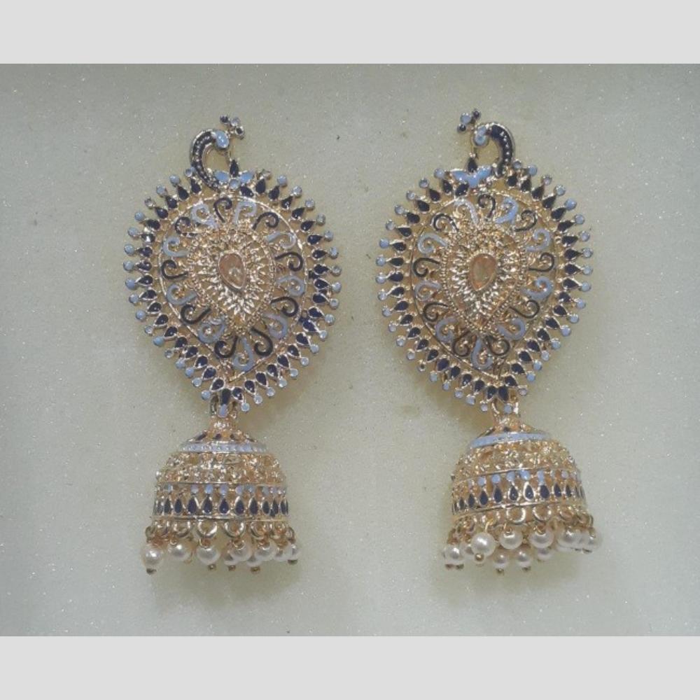 Infinity Jewels Gold Plated Crystal Stone And Meenakari Jhumki Earrings